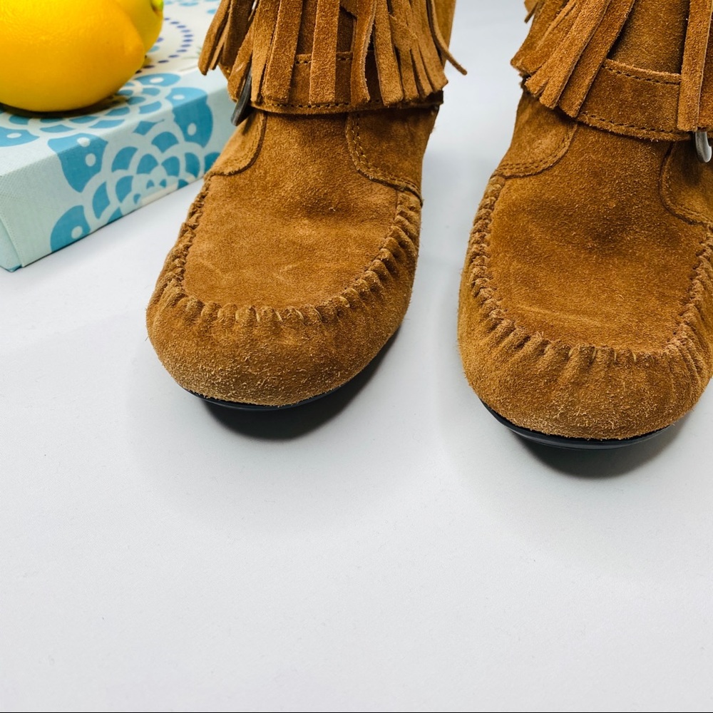 Born Fringe Leather Suede Moccasin Booties - Picture 3 of 8